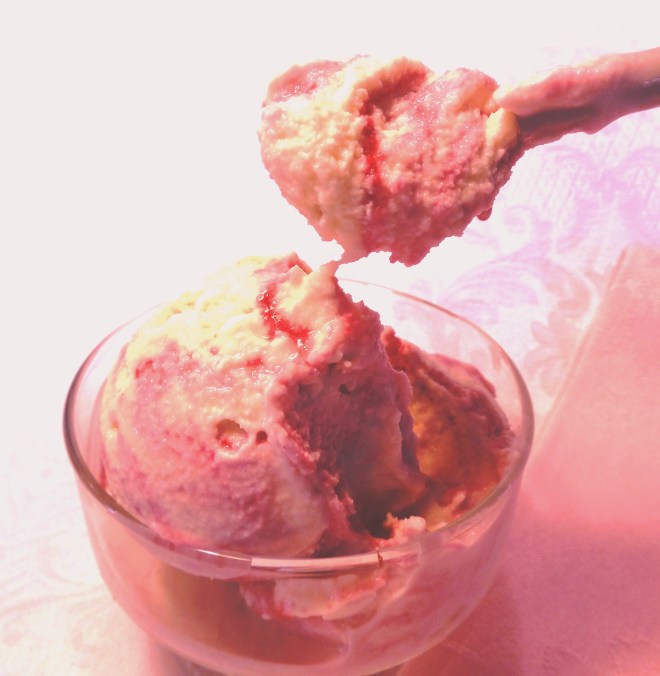 Honeyed Vanilla Raspberry Swirl Ice Cream - I Dare You To Take Only One Bite!