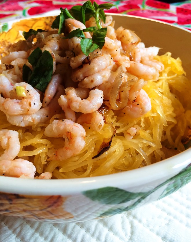Shrimp and Shallot Bowl with Spaghetti Squash Noodles