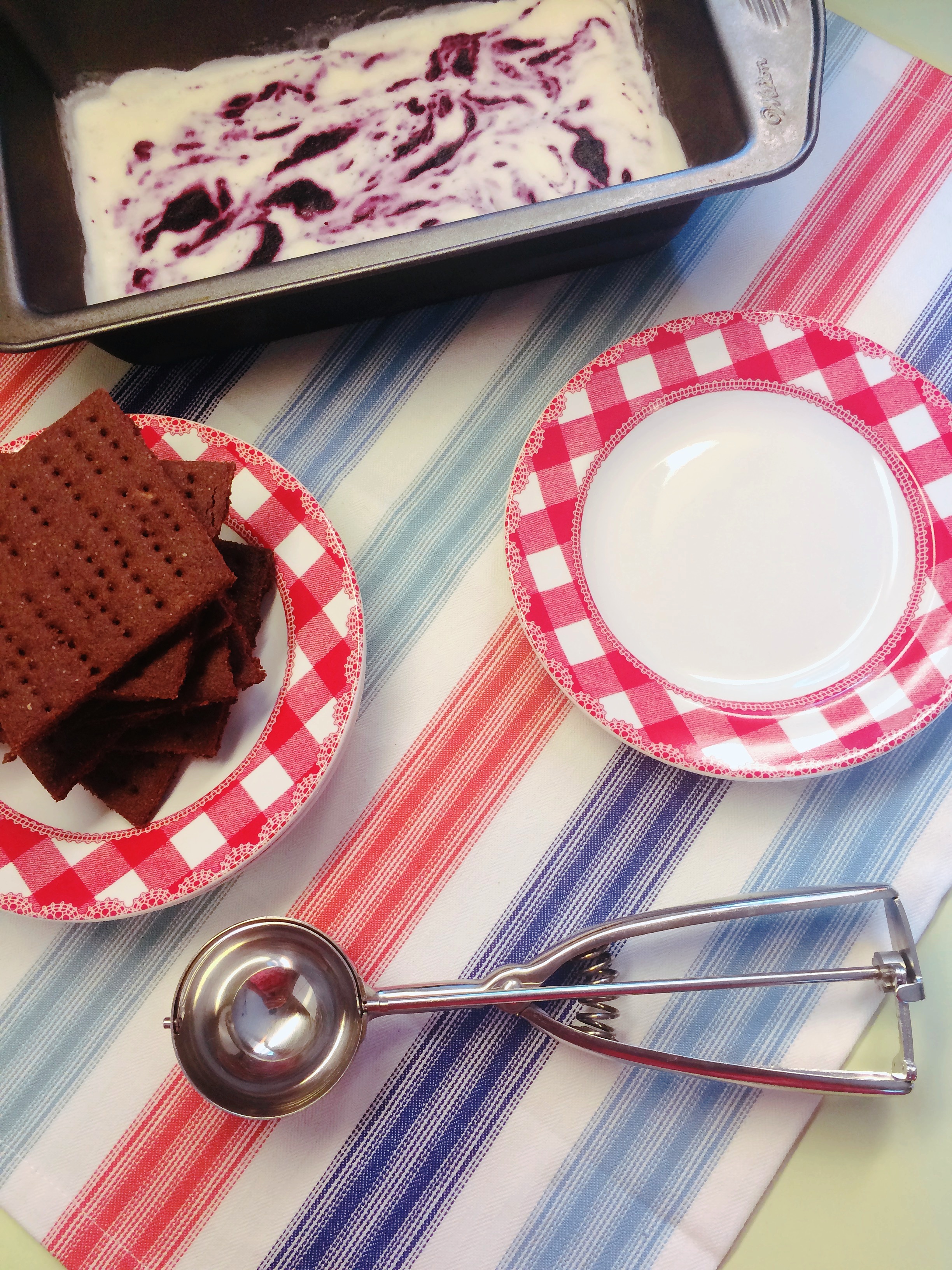 Assembling Chocolate Blueberry Ripple Ice Cream Sandwiches
