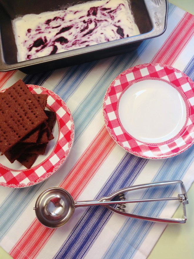 Assembling Chocolate Blueberry Ripple Ice Cream Sandwiches