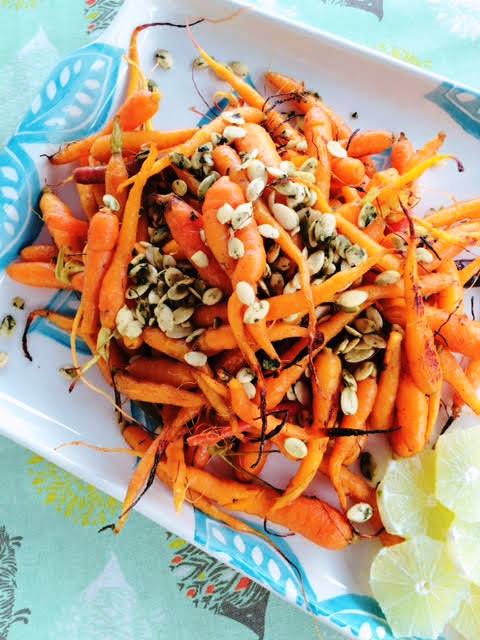 Oven Roasted Carrots with Cumin and Pumpkin Seeds
