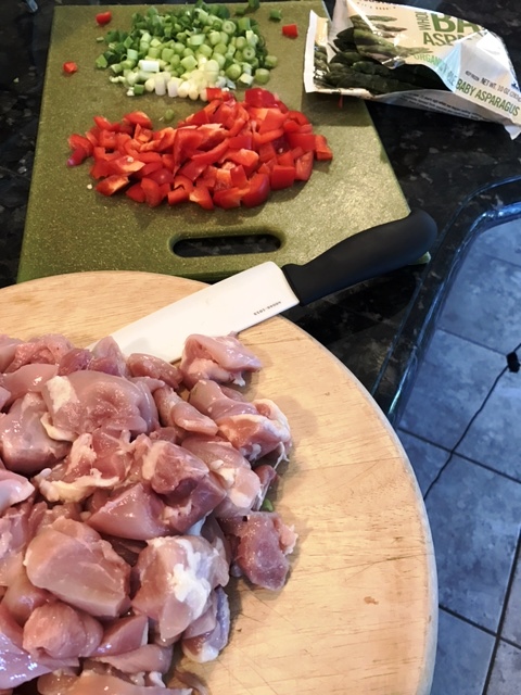 Prepping Mandarin Orange Chicken Stir Fry