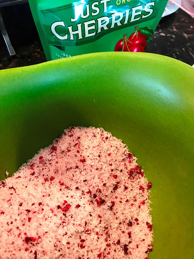 Coconut and Crushed Cherries