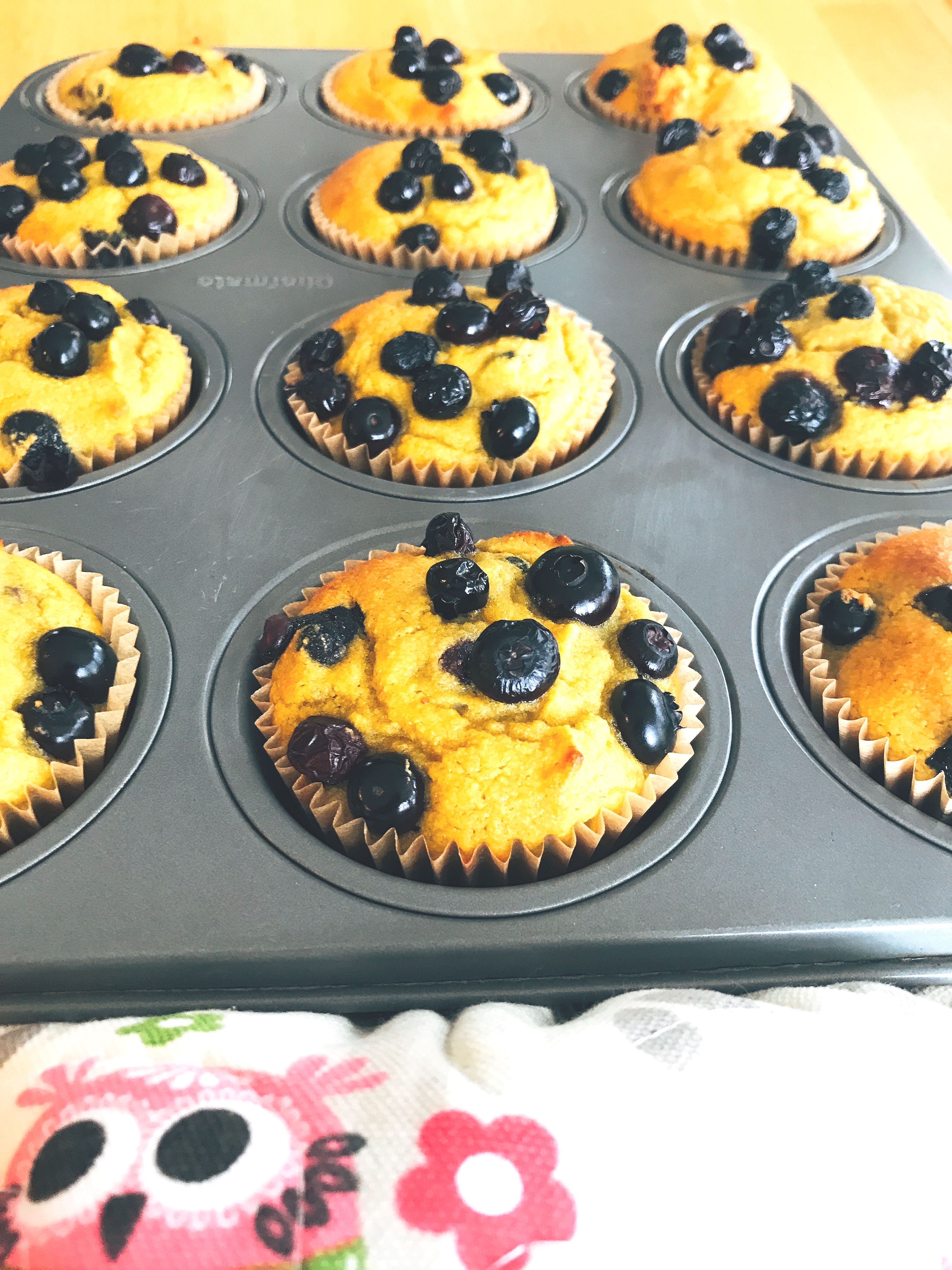Coconut Flour Blueberry Muffins Hot From the Oven