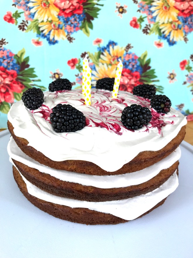 Birthday Spice Cake with Vanilla Blackberry Buttercream