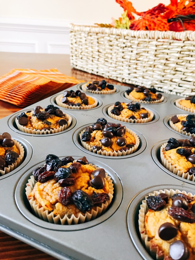 Pumpkin Spice Muffins with Chocolate Chips and Raisins - Gluten Free