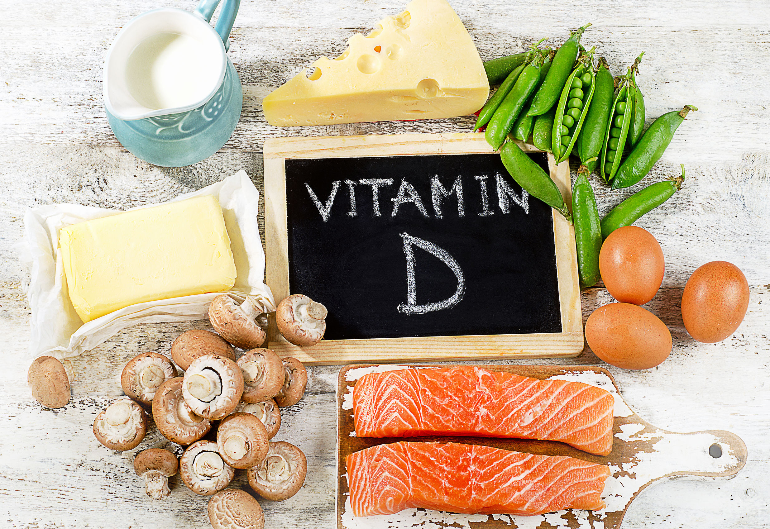 61624725 - foods rich in vitamin d. top view