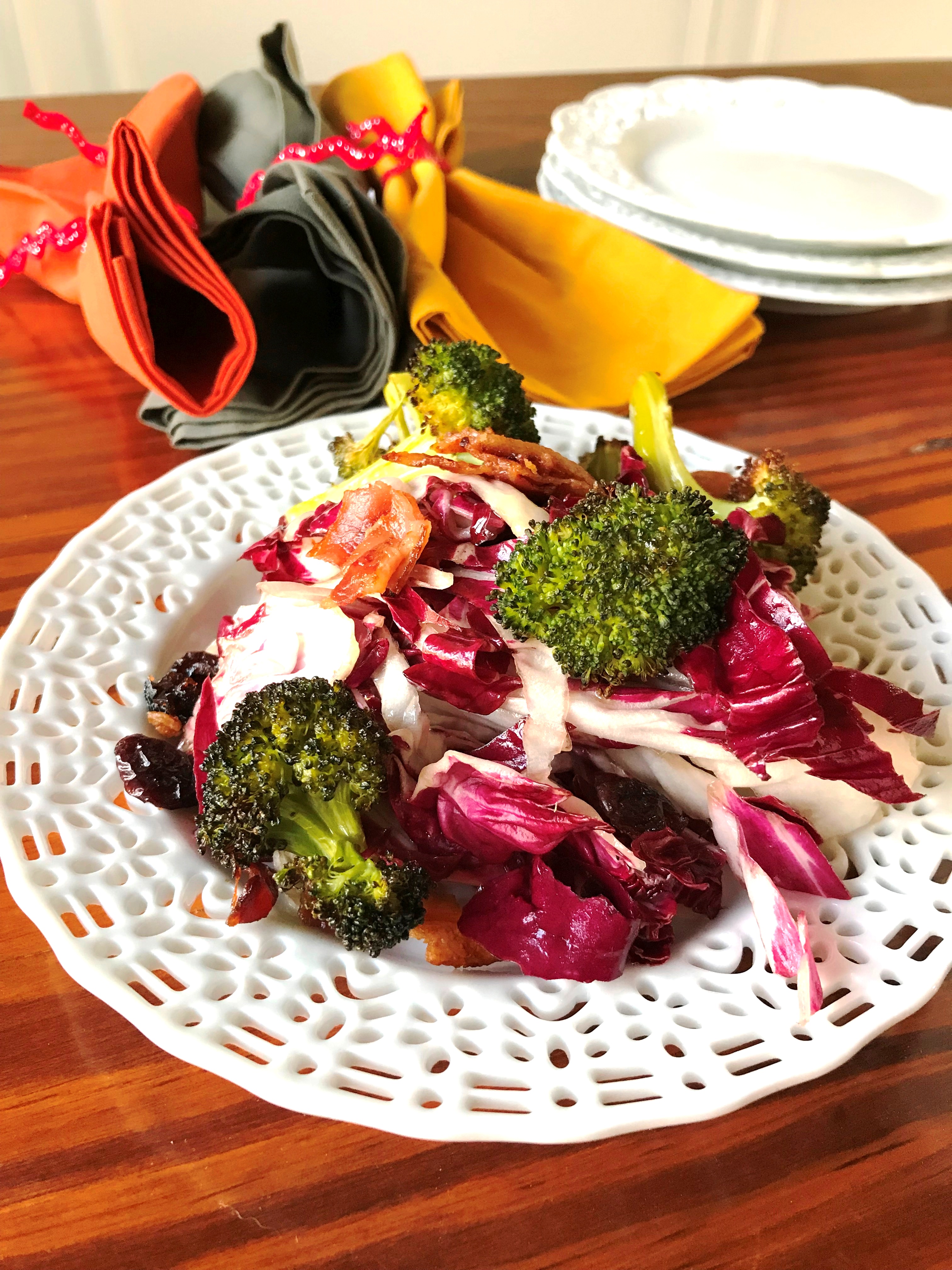 Broccoli Radicchio Bacon Salad with Cranberries