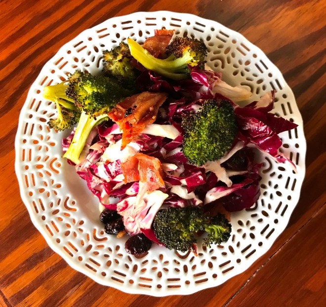 Broccoli Radicchio Salad with Bacon and Cranberries Paleo AIP