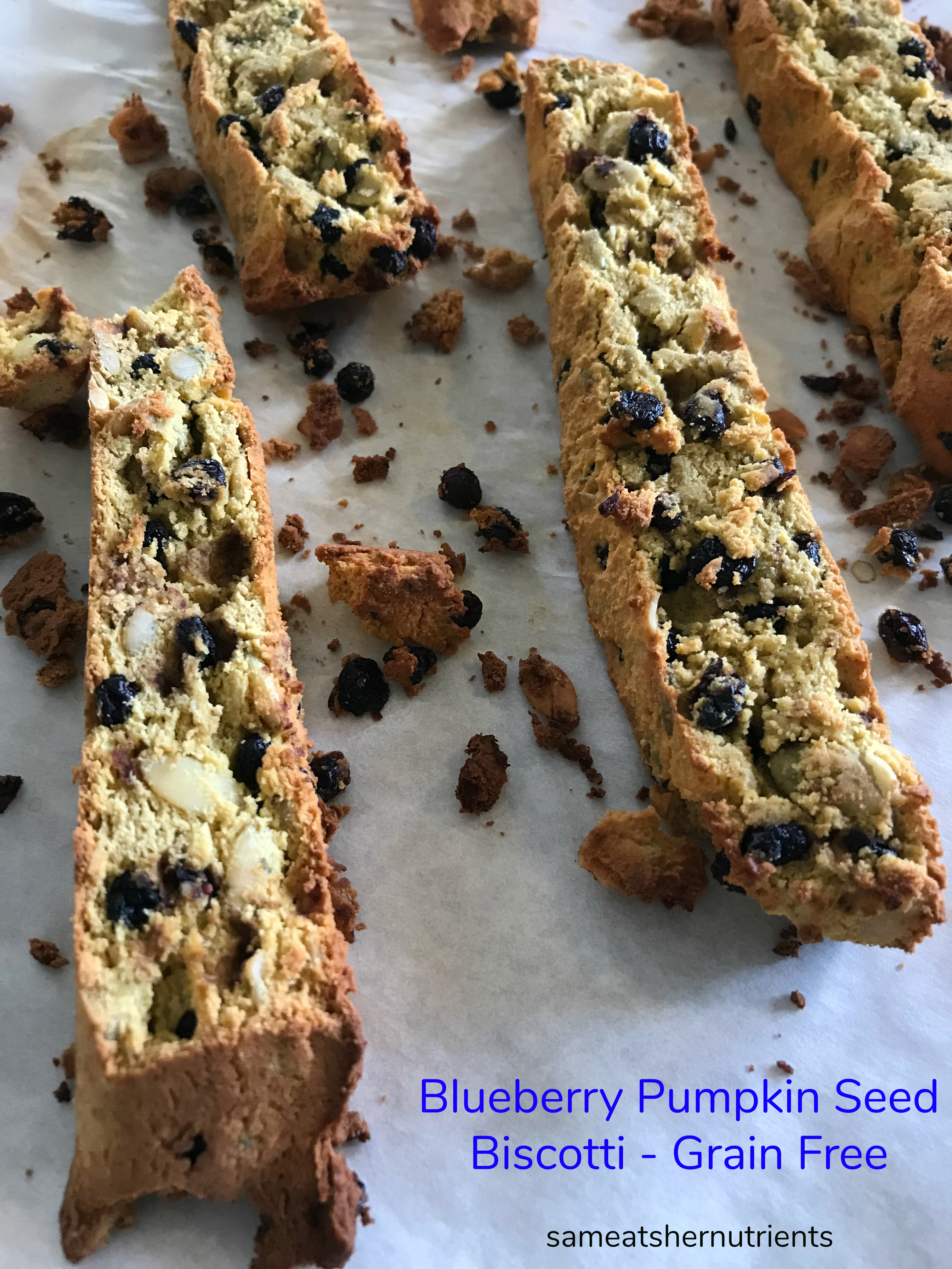 Blueberry Pumpkin Seed Biscotti Grain, Dairy and Nut Free