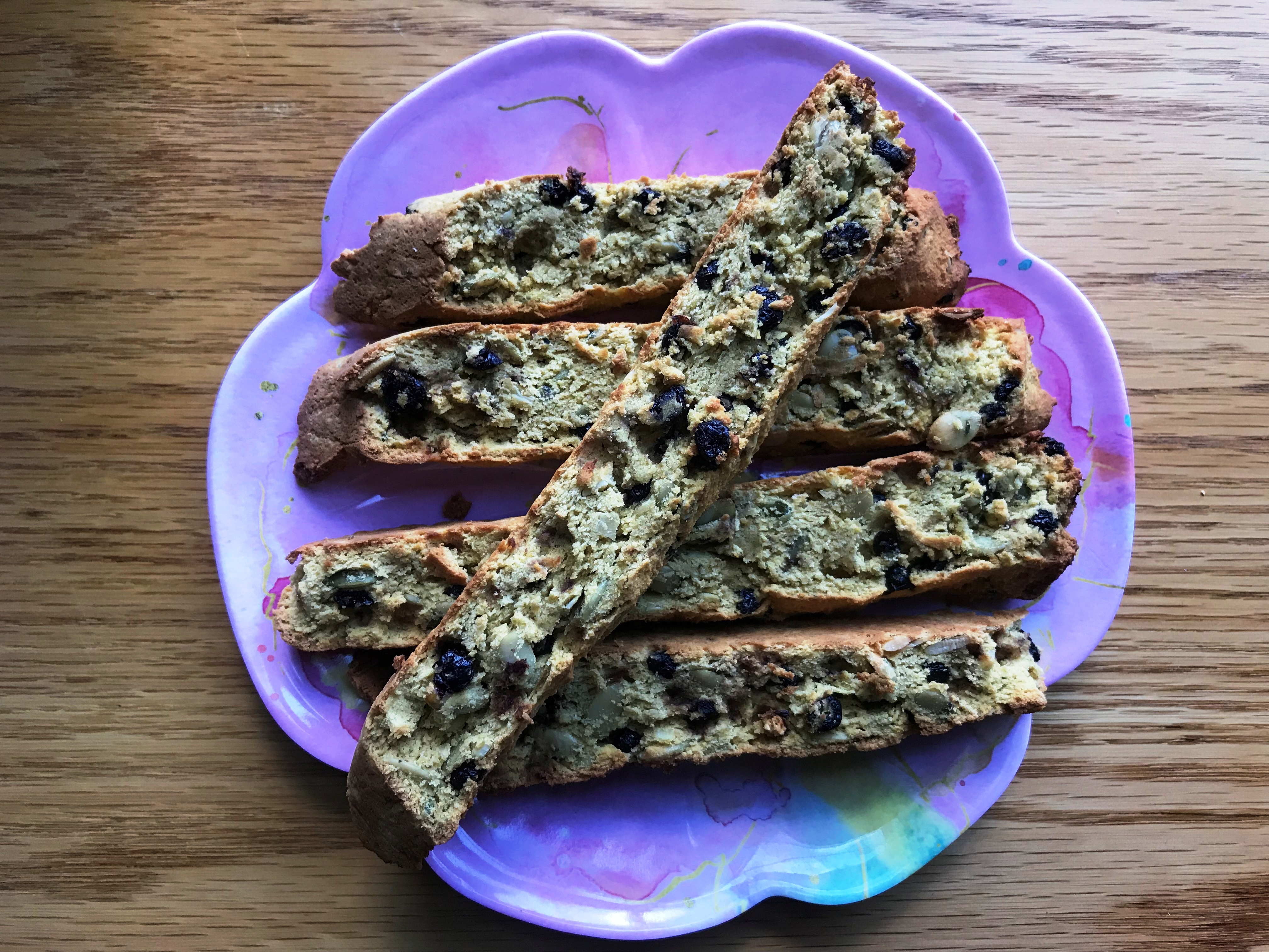 Blueberry Pumpkin Seed Biscotti - Grain, Dairy, Nut Free