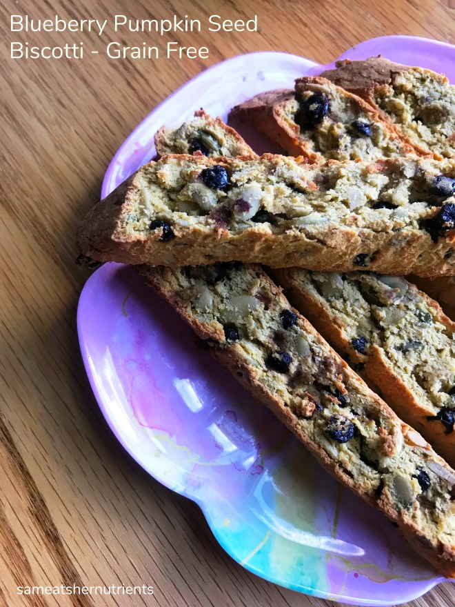 Blueberry Pumpkin Seed Biscotti - Paleo, Gluten Free