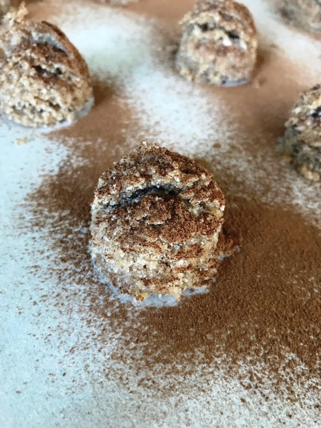 dusted snickerdoodle cookies ready to bake