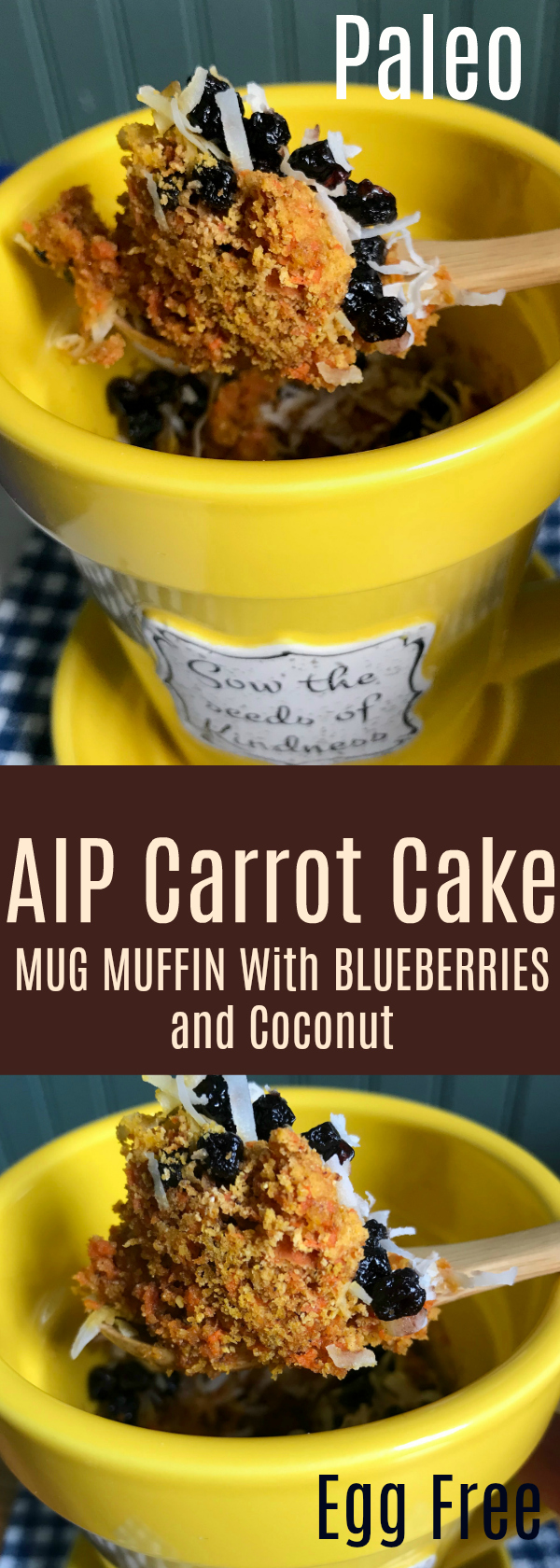 Quick and Easy Microwave Muffin for One. With all the flavor of classic carrot cake, a half cup of carrots are in this muffin along with delicious dried blueberries and shredded coconut!