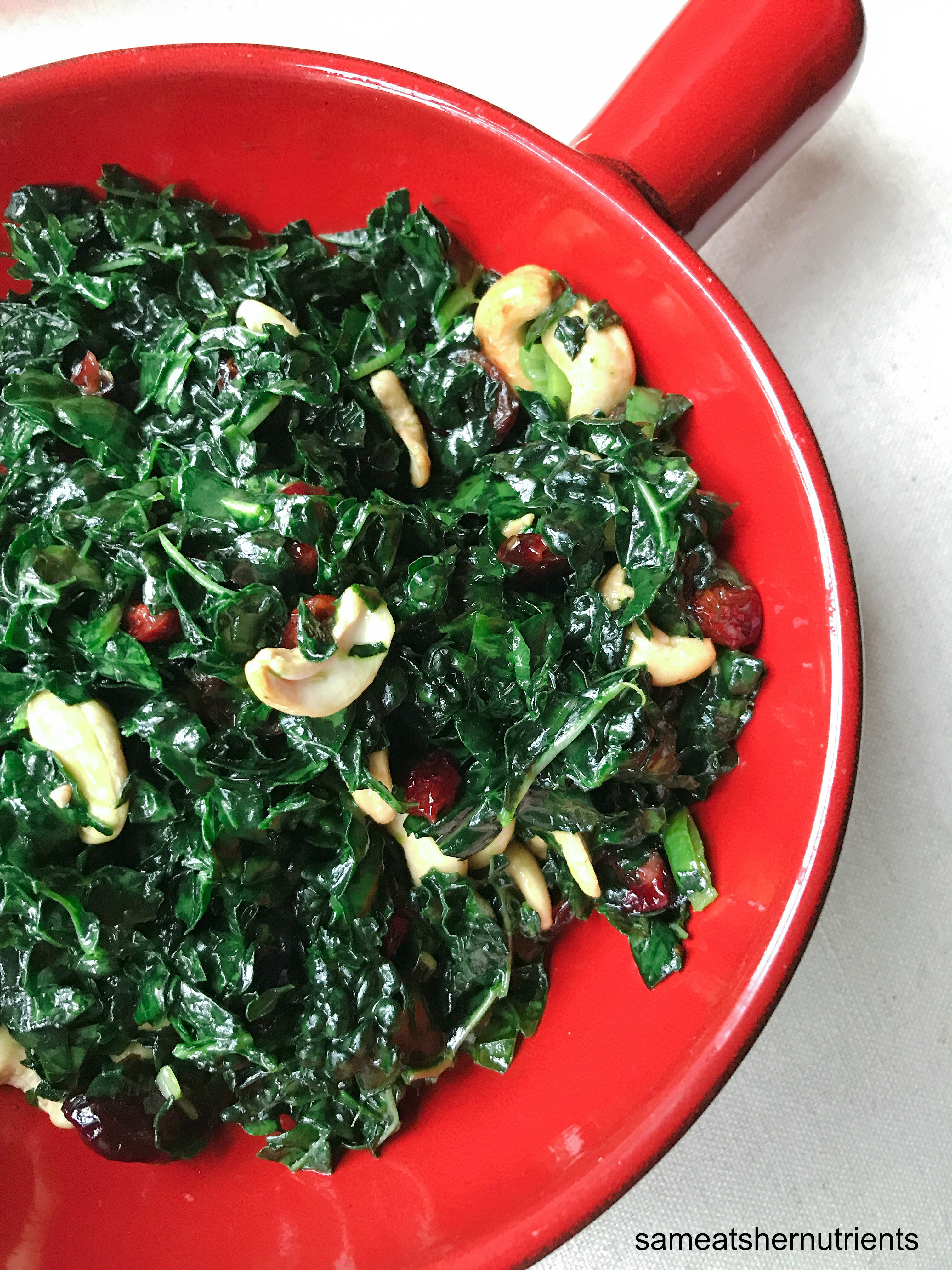 Cranberry Cashew Kale Salad with Mustard Vinaigrette
