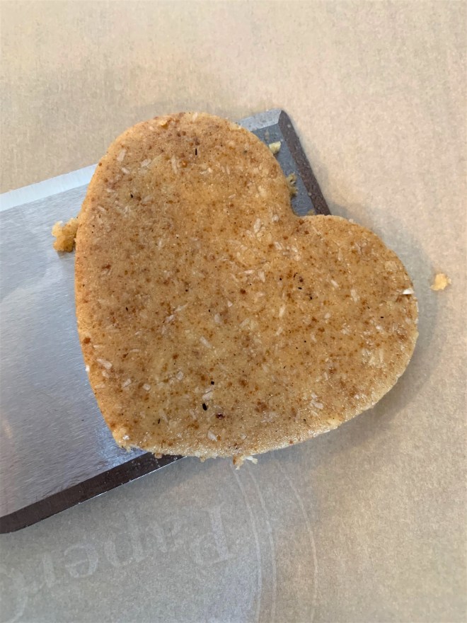 heart cookie on spatula