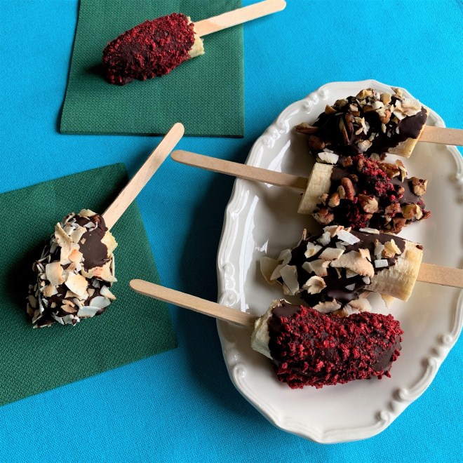 Banana Pops on a tray and napkins
