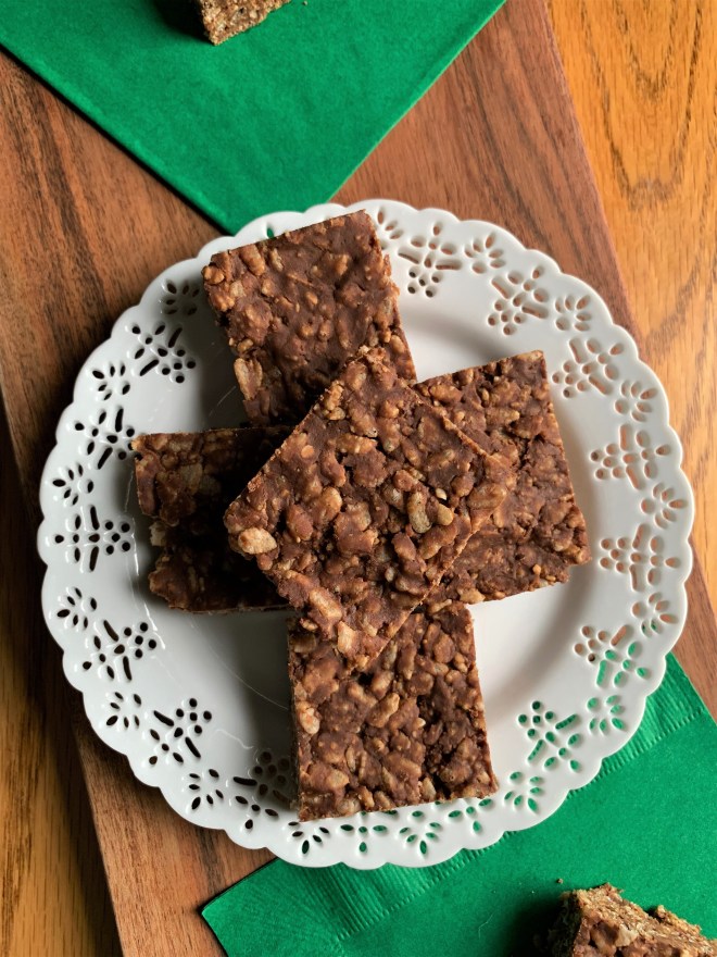 Nutty Chocolate Crispy Bars, Dairy and Gluten Free