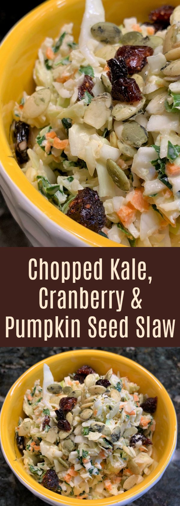 Chopped Kale, Cranberry and Pumpkin Seed Slaw, Gluten and Dairy Free