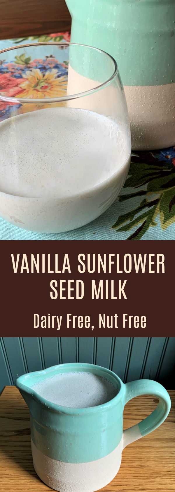 Vanilla Sunflower Seed Milk, Dairy Free, Nut Free, Keto Friendly